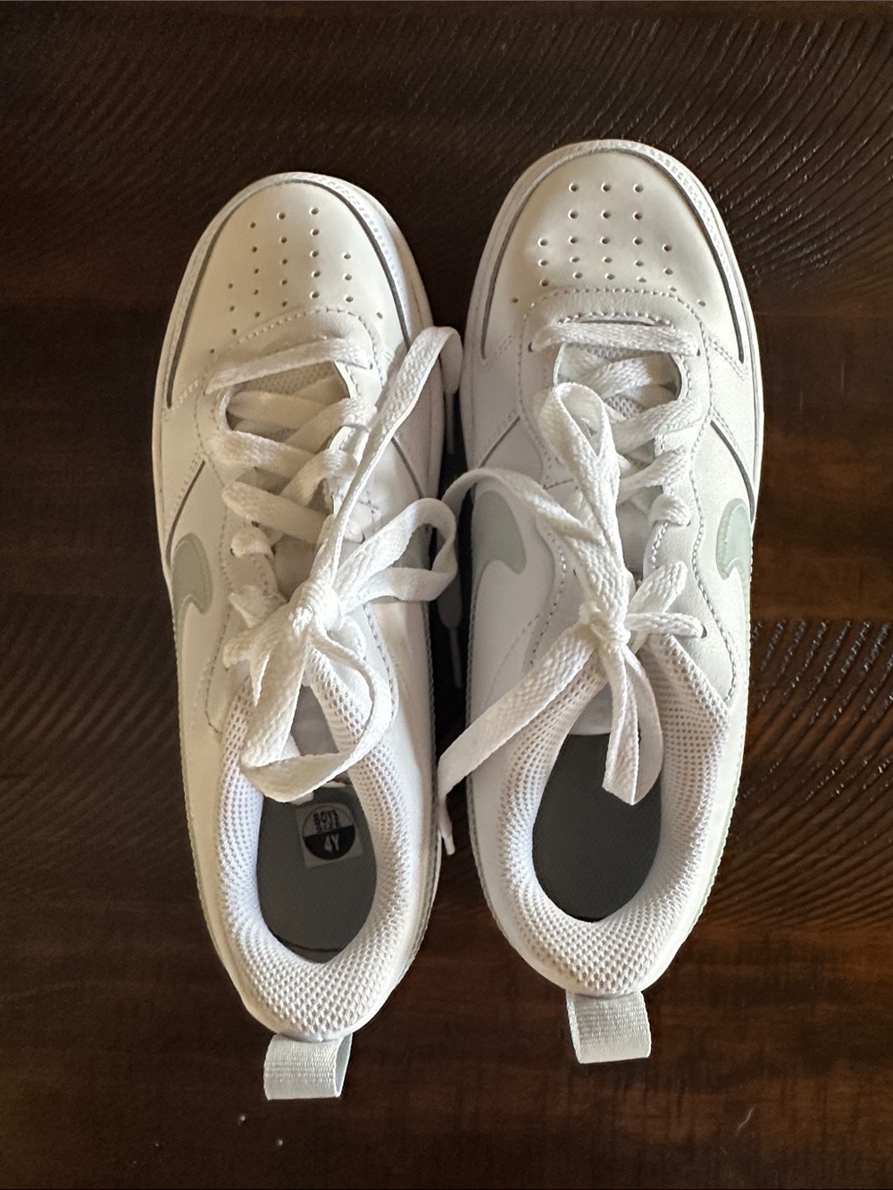 Nike Kids White Sneakers with Subtle Grey Swoosh